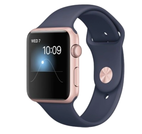 Apple Watch Series 1 Sport 42mm Rose Gold Aluminum Midnight Blue Sport Band MNNM2LL/A watch