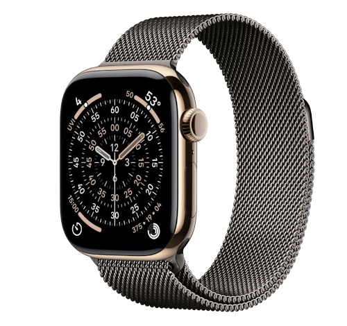 Apple Watch Series 10 42mm Gold Titanium Case w/ Milanese Loop A3001 GPS Cellular watch