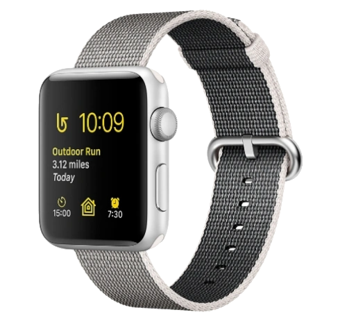 Apple Watch Series 2 38mm Silver Aluminum Pearl Woven Nylon Band MNNX2LL/A watch