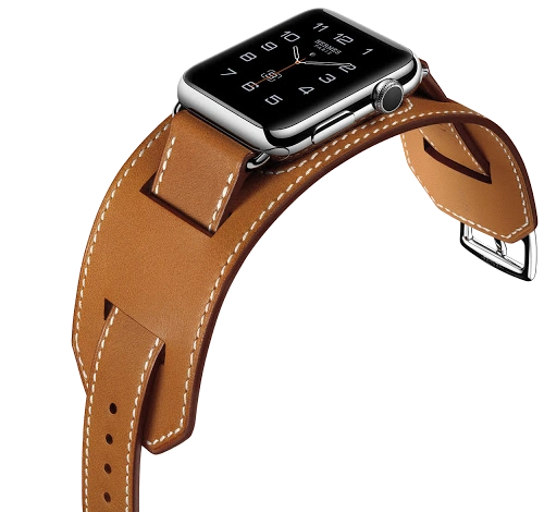 Apple Watch Series 2 Hermes 38mm SS Fauve Barenia Leather Double Buckle Cuff MQ1F2LL/A