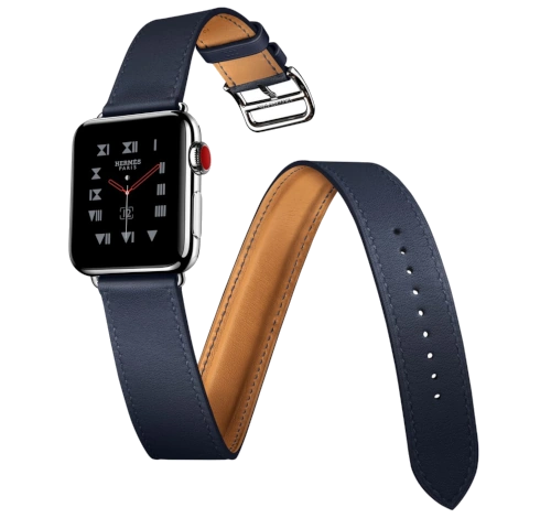 Apple Watch Series 3 Hermes 42mm SS Ebene Barenia Leather Single Tour Deployment Buckle MQLT2LL/A GPS Cellular watch