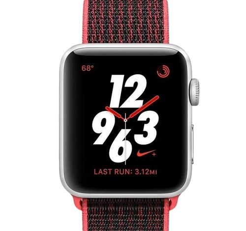 Apple Watch Series 3 Nike Plus 42mm Silver Aluminum Bright Crimson Black Sport Loop MQLE2LL/A GPS Cellular watch