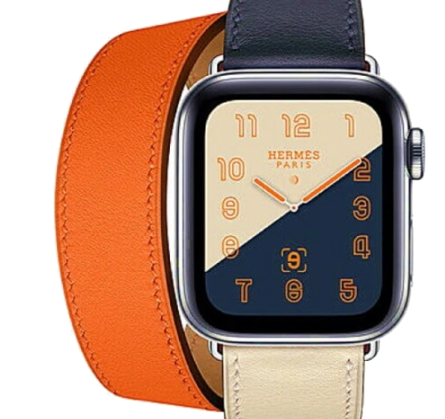 Apple Watch Series 4 Hermes 40mm SS Indigo Craie Orange Leather Double Tour MU7K2LL/A GPS Cellular watch