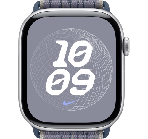 Apple Watch Series 5 Nike 44mm Silver Aluminum Fabric Sport Loop GPS Only watch