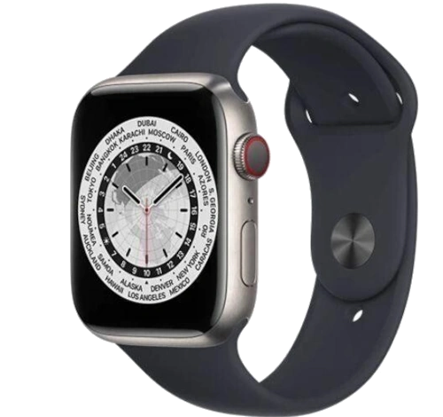 Apple Watch Series 7 45mm Silver Stainless Steel Case with Apple OEM Band A2477 GPS Cellular watch