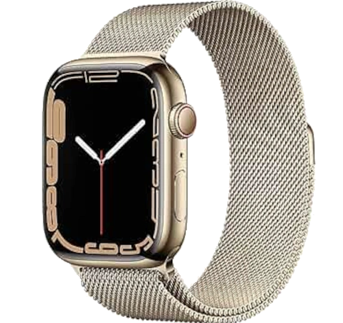 Apple Watch Series 7 45mm Silver Stainless Steel Case with Milanese Loop A2477 GPS Cellular watch