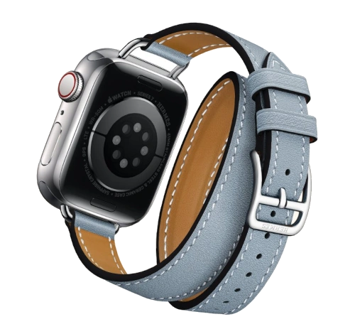 Apple Watch Series 7 Hermes 41mm Silver Stainless Steel Case with Attelage Double Tour A2475 GPS Cellular watch