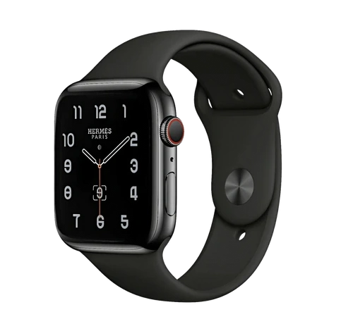 Apple Watch Series 7 Hermes 45mm Space Black Stainless Steel Case with Attelage Double Tour A2477 GPS Cellular watch