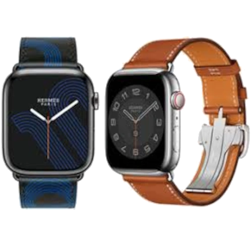 Apple Watch Series 7 Hermes 45mm Space Black Stainless Steel Case with Leather Single Tour A2477 GPS Cellular watch