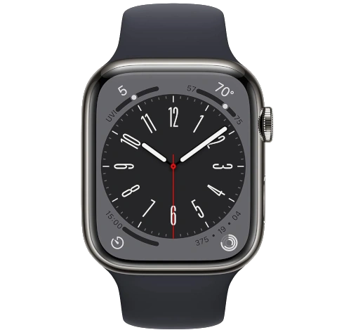Apple Watch Series 8 45mm Graphite Stainless Steel Case with OEM Band A2774 GPS Cellular watch