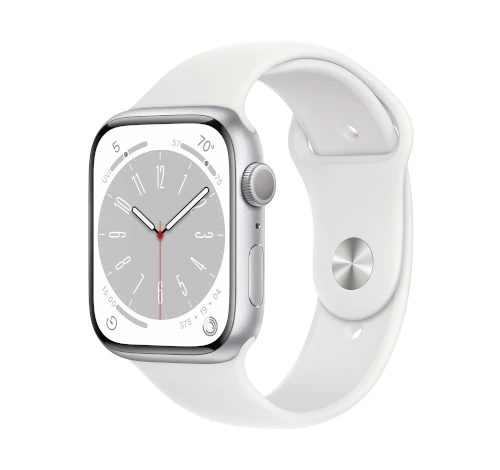 Apple Watch Series 8 45mm Silver Aluminum Case with OEM Band A2771 GPS Only watch
