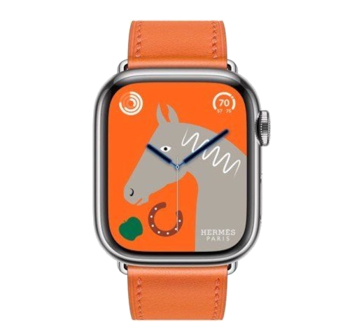 Apple Watch Series 8 Hermes 41mm Silver Stainless Steel Case with Attelage Double Tour A2772 GPS Cellular watch