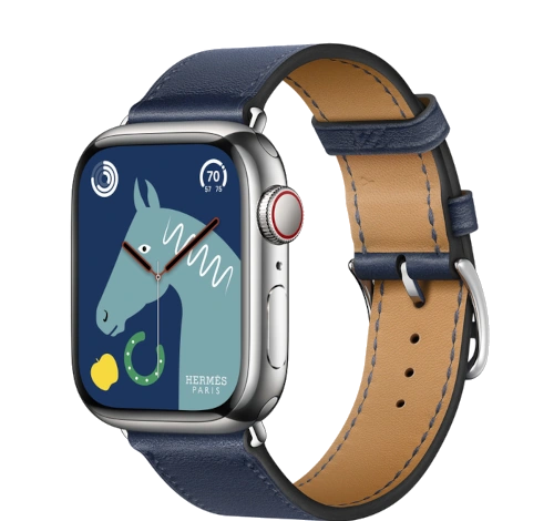 Apple Watch Series 8 Hermes 41mm Silver Stainless Steel Case with Hermes H Diagonal Single Tour A2772 GPS Cellular watch