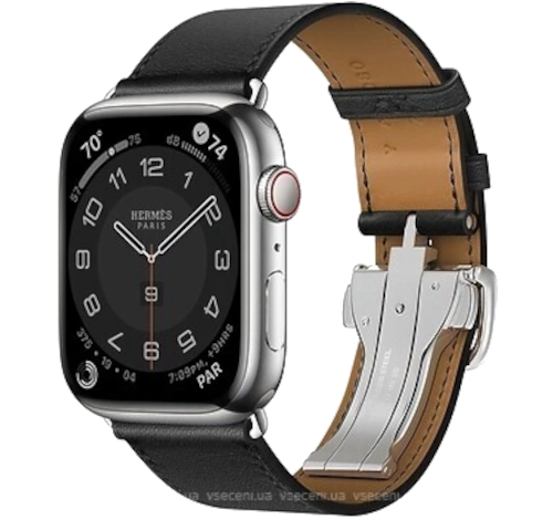 Apple Watch Series 8 Hermes 41mm Silver Stainless Steel Case with Leather Single Tour A2772 GPS Cellular watch