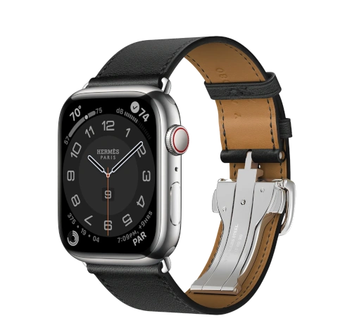 Apple Watch Series 8 Hermes 45mm Silver Stainless Steel Case with H Diagonal Single Tour A2774 GPS Cellular watch