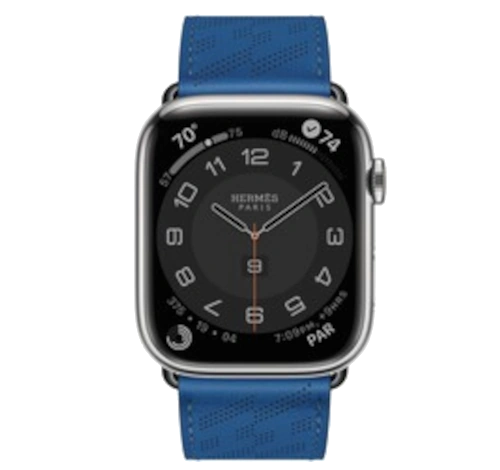 Apple Watch Series 8 Hermes 45mm Silver Stainless Steel Case with Hermes H Diagonal Single Tour A2774 GPS Cellular watch