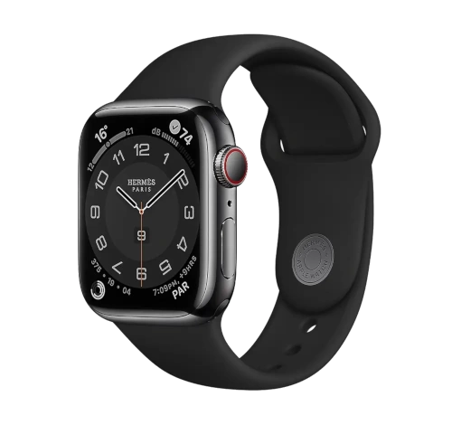 Apple Watch Series 8 Hermes 45mm Space Black Stainless Steel Case with Hermes H Diagonal Single Tour A2774 GPS Cellular watch