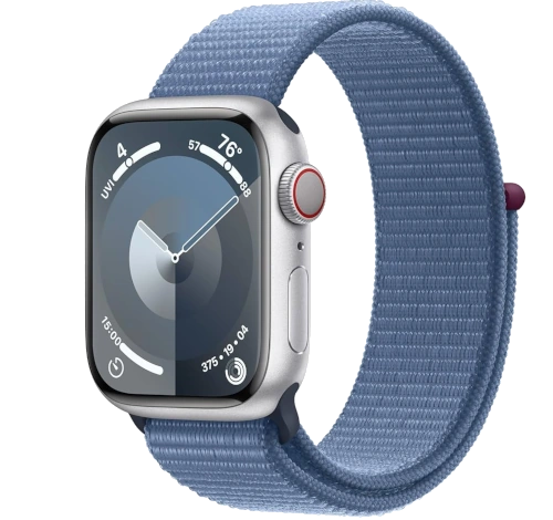 Apple Watch Series 9 41mm Silver Aluminum Case with Apple OEM Band A2982 GPS Cellular watch