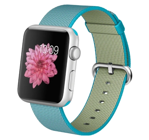 Apple Watch Sport 42mm Silver Aluminum Scuba Blue Woven Nylon Band MMFN2LL/A watch