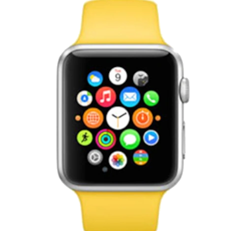 Apple Watch Sport 42mm Silver Aluminum Yellow Sport Band MMFE2LL/A watch