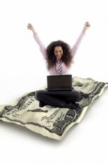 girl with laptop riding cash money
