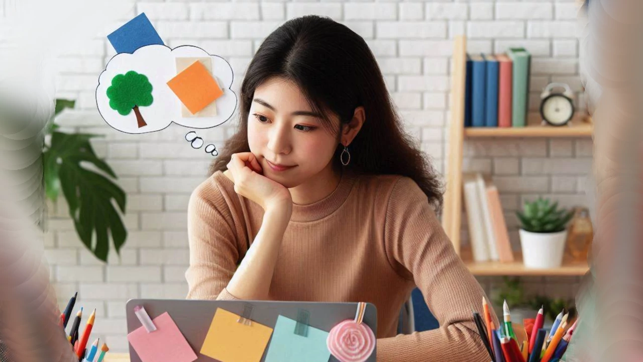 Girl Thinking in Front of Laptop