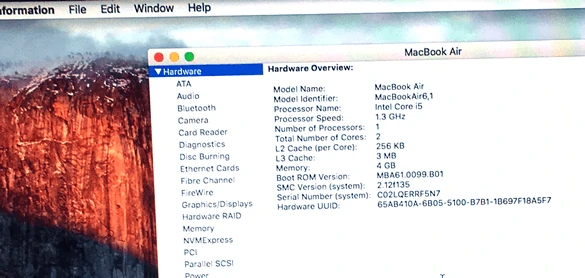 MacBook Air 11 6.2 specs