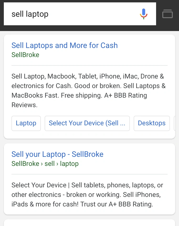 sell laptop google search