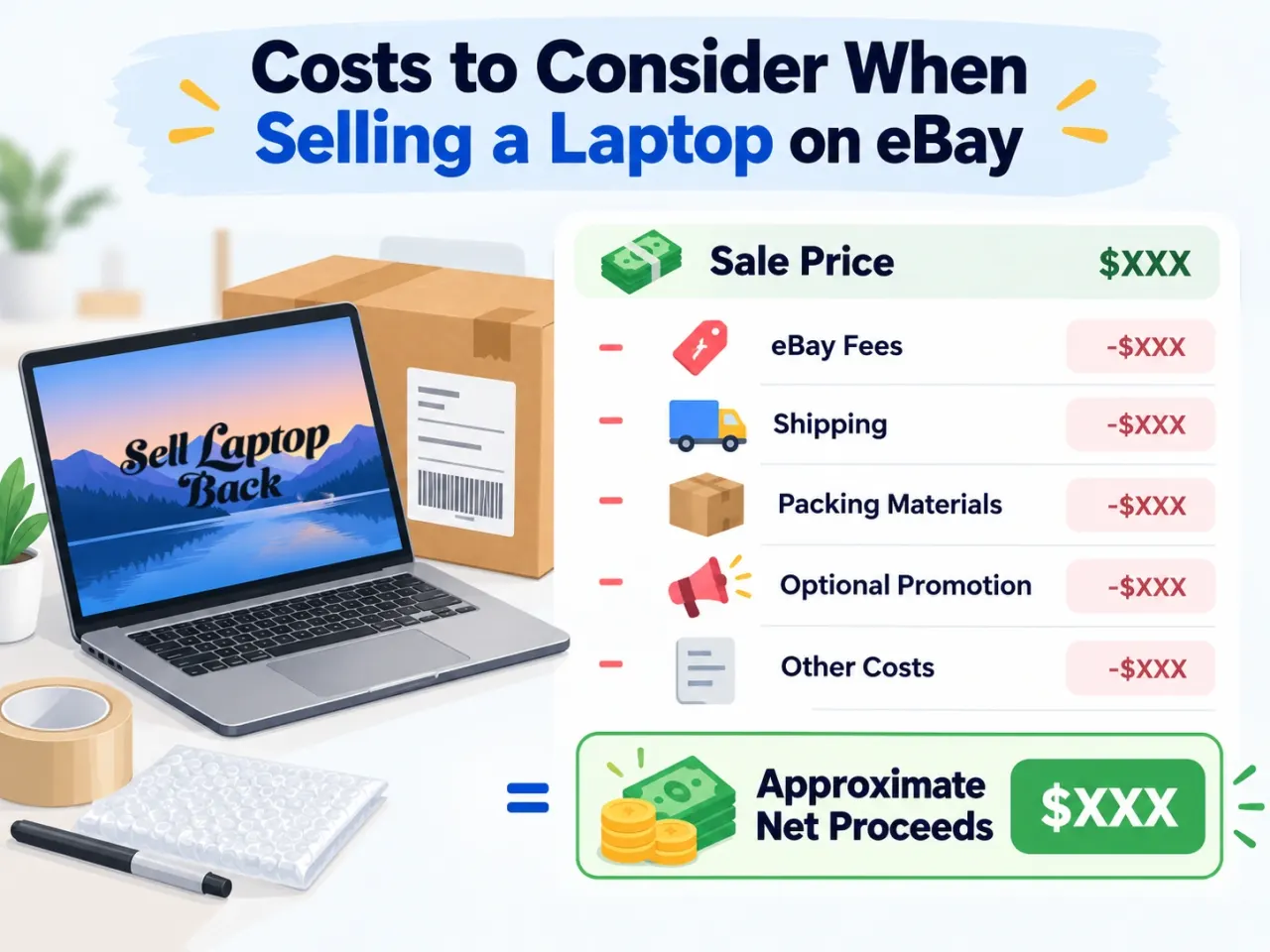 Costs to consider when selling a laptop on eBay