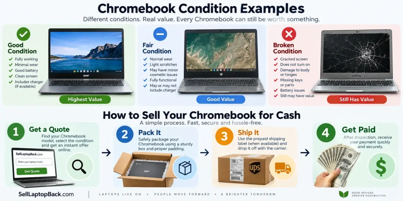 How to sell a Chromebook for cash in four steps: quote, pack, ship and get paid