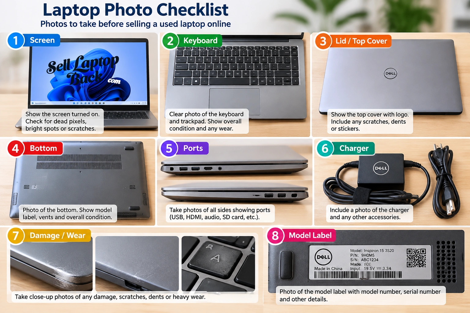 Photos to take before selling a used laptop online