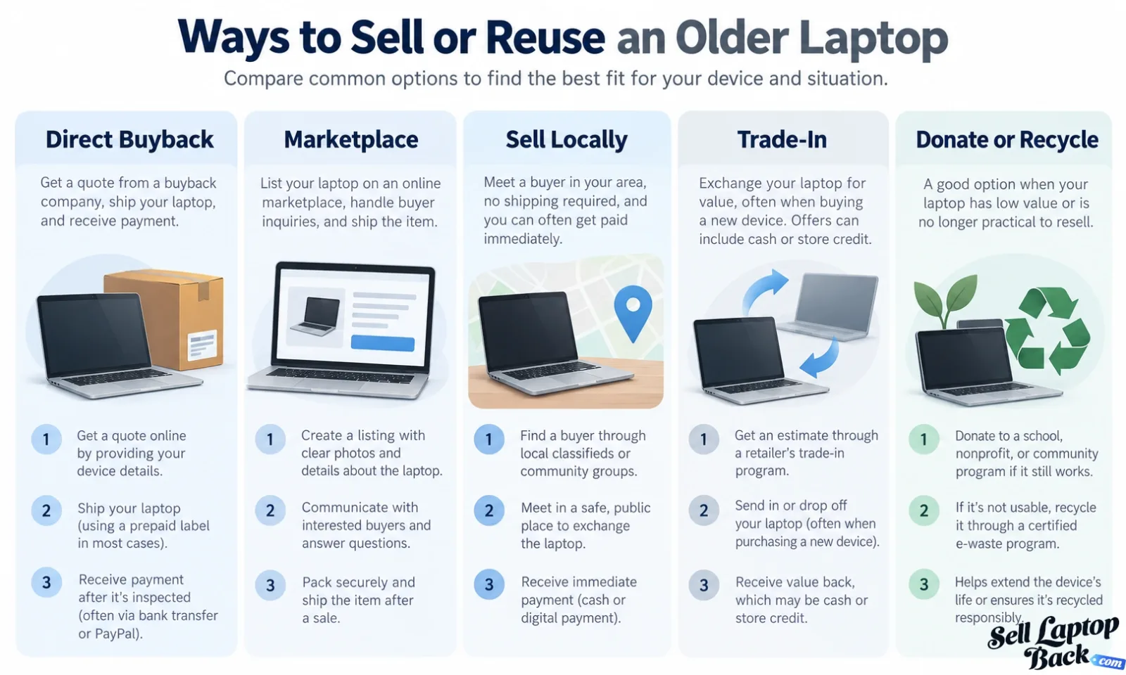 Ways to sell or reuse an older laptop